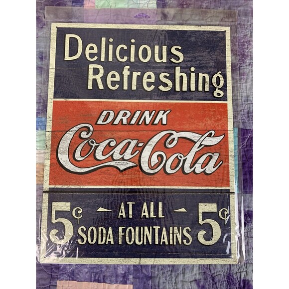 Other - Coke Delicious 5 cents Tin Sign Wall Decor Metal Coca Cola Soda Man Cave 12.5x16